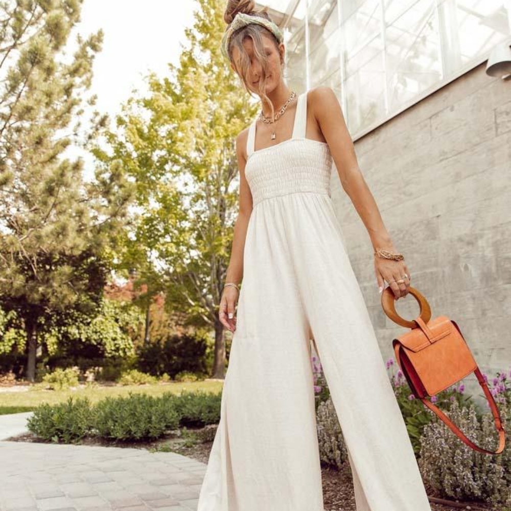 Casual cream jumpsuit